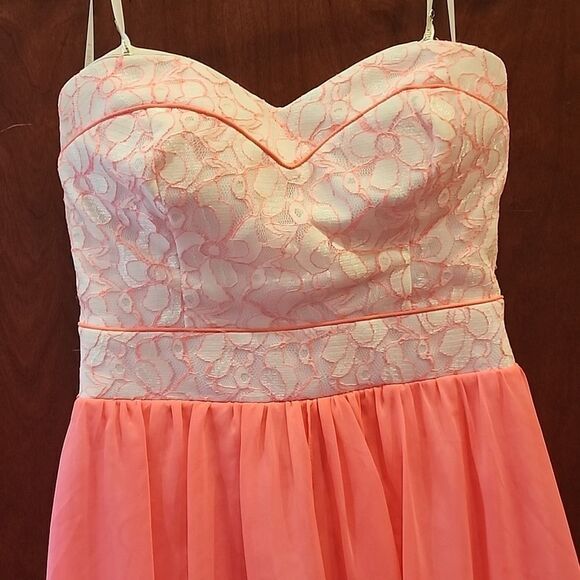 Hot Pink B. DARLIN Shear & Lacy Short Dress - Picture 2 of 10